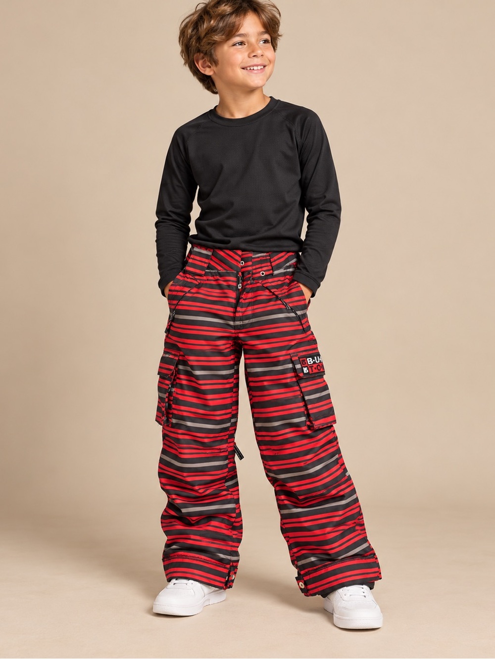 Burton DryRide Youth Snowboard Ski Pants Red Black Striped Size Medium